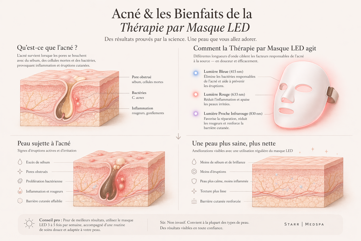 Graphique collagène et luminothérapie